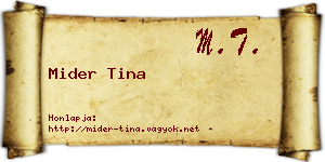 Mider Tina névjegykártya